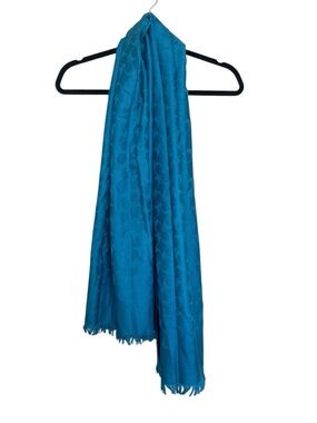 Coach Teal Blue Signature Jacquard Scarf